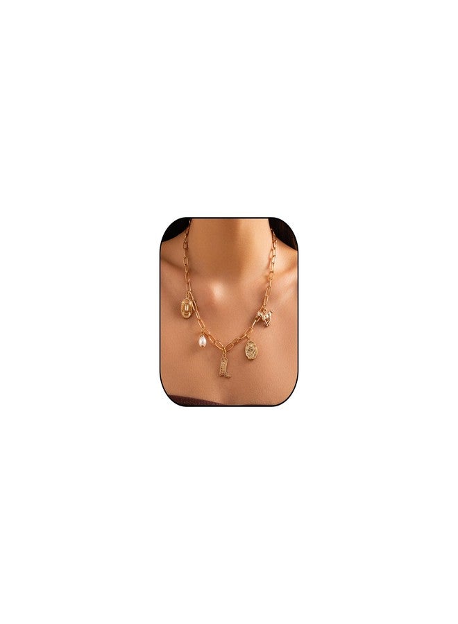 JAVARNV Western Jewelry for Women Cowboy Boot Charm Necklace Cowgirl Accessories Country Concert Outfits for Women Western Boho Jewelry Gifts - Image 1